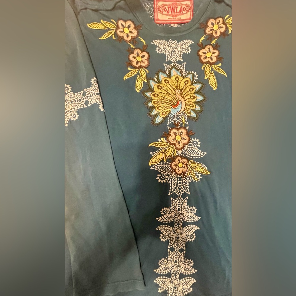 Vintage JWLA Johnny Was Embroidered Floral Peacock long sleeve Womens Bohemian - Picture 5 of 10